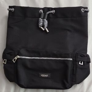 Versace Fragrances Black Nylon Backpack with Silver Accents - Brand New